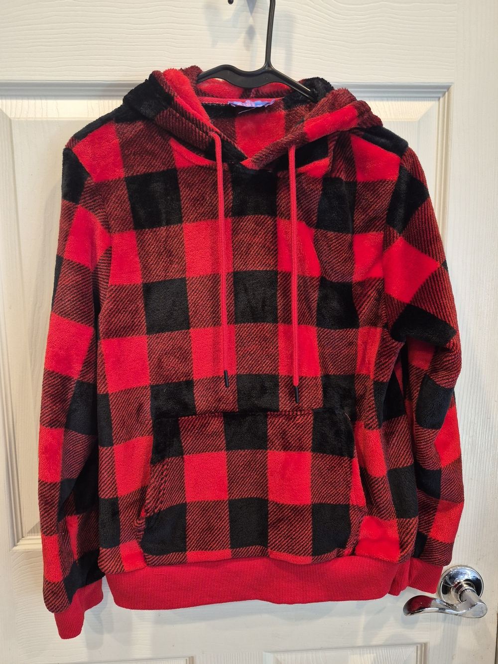 Red and Black Buffalo Plaid Hooded Sweater